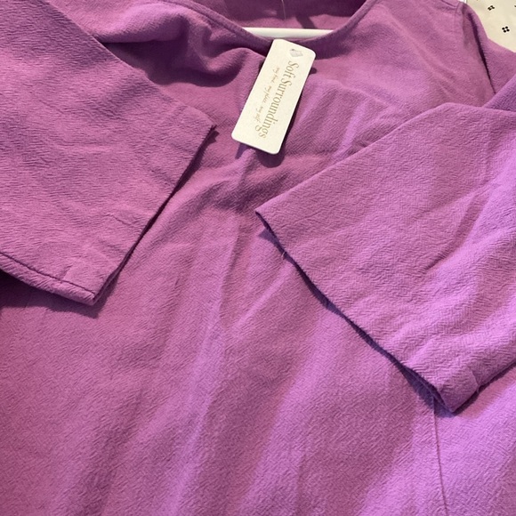 Soft Surroundings pocket Carpe Diem gauze Iris Orchid Gauze 3/4 Slv Shift Dress - Picture 13 of 15